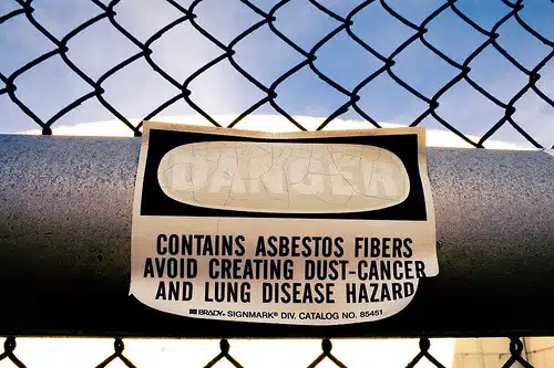 Danger sign about Asbestos Hazard