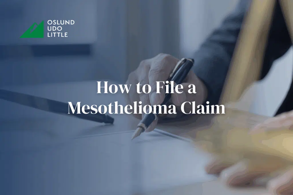 How to File a Mesothelioma Claim with a hand holding a pen above a document