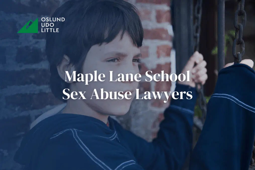 Maple Lane School Sex Abuse Lawyers with a young boy holding bars in the background